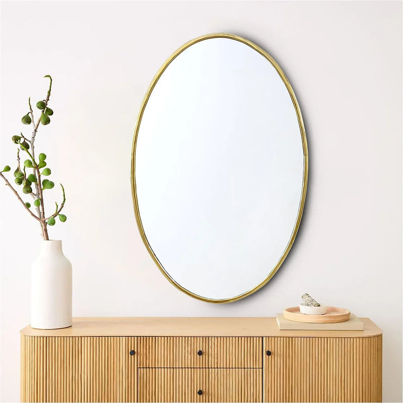 Handmade Oval Wall Mirror with Brass Frame | Decorative Home Mirrors