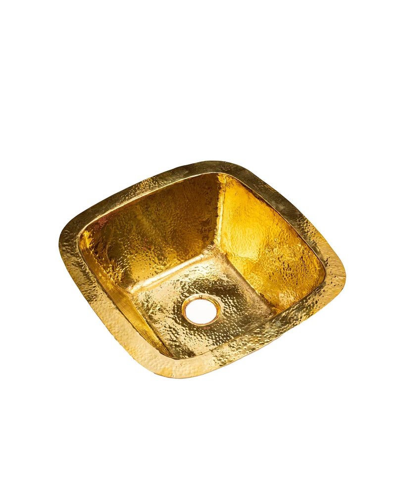 Hammered Unlacquered Brass Square Bar Sink