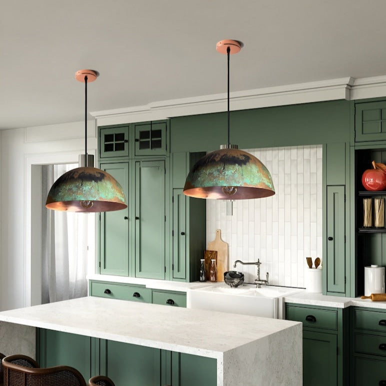 Handcrafted Copper Island Kitchen Lighting, Copper Dome Pendant Light Fixture