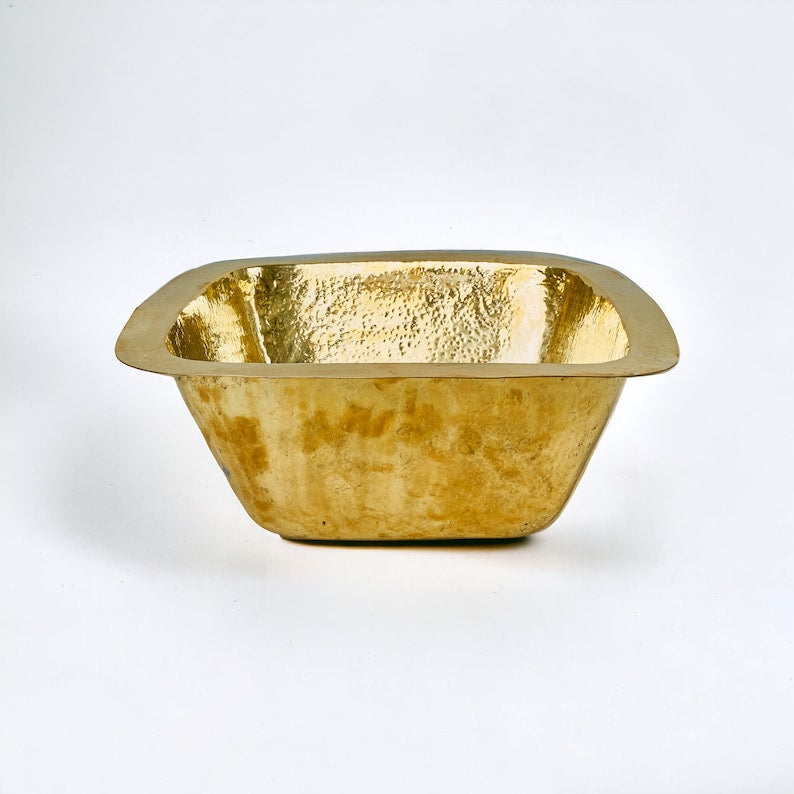 Hammered Unlacquered Brass Square Bar Sink