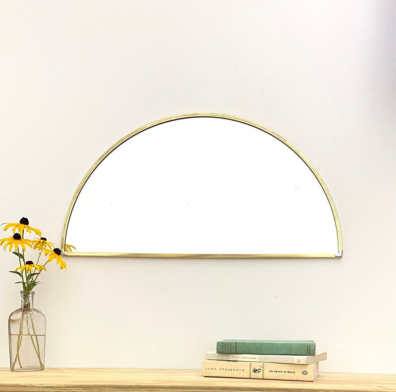 Half Circle Mirror Solid Brass Border Handmade Wall Mirror.