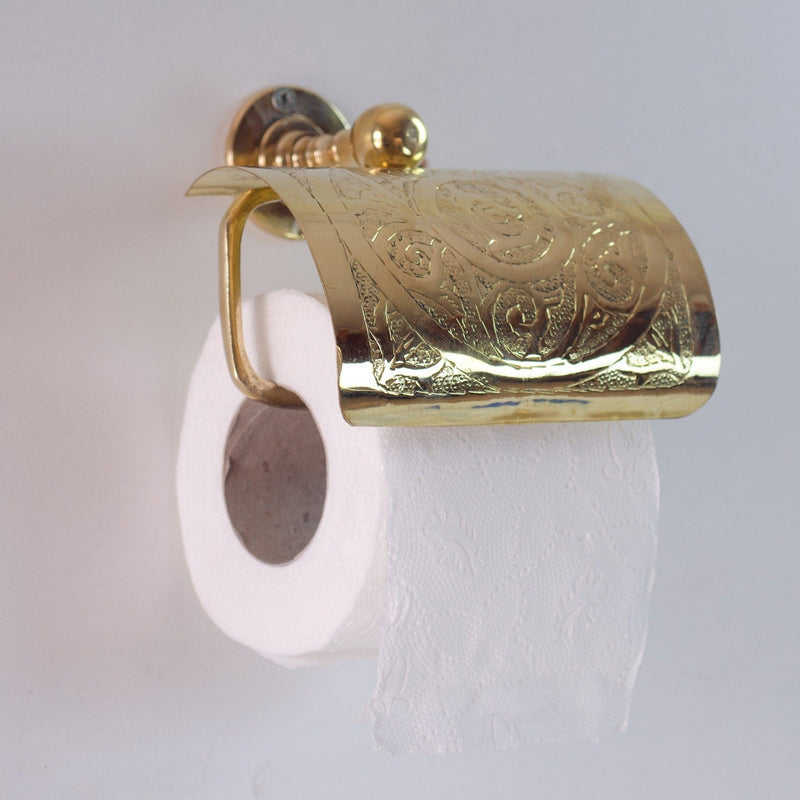 Solid Brass Toilet Paper Holder, Handcrafted Powder Room Roll Holder