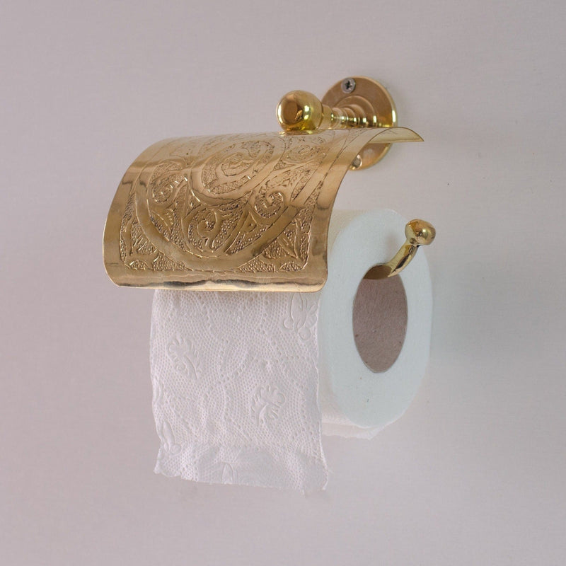 Solid Brass Toilet Paper Holder, Handcrafted Powder Room Roll Holder