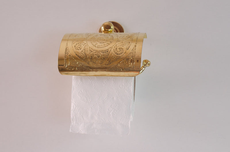 Solid Brass Toilet Paper Holder, Handcrafted Powder Room Roll Holder