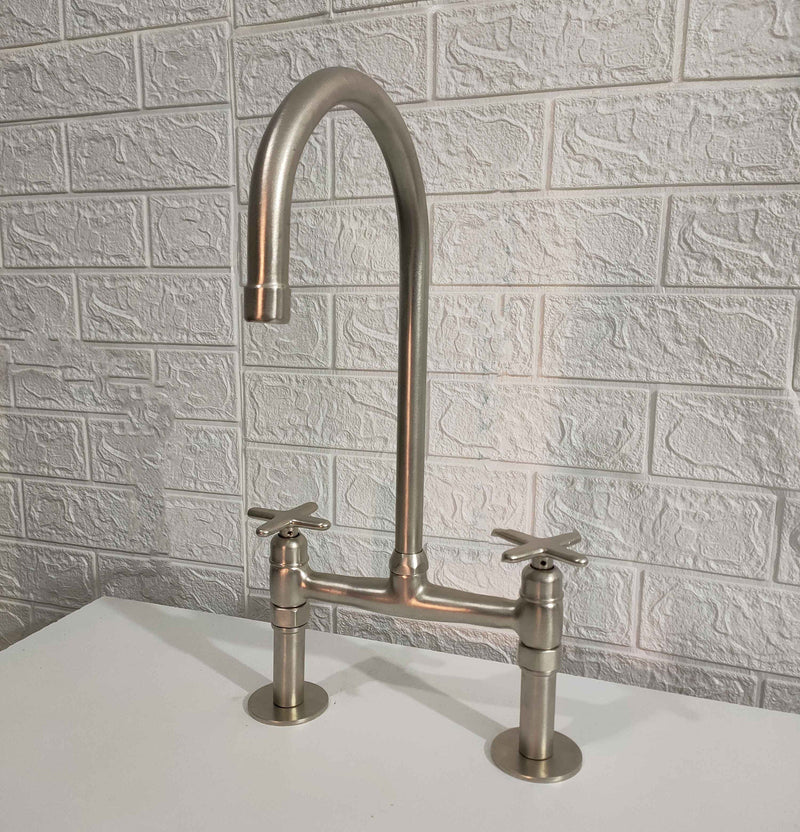 Solid Brass Bridge Faucet Nickel Matte Finish