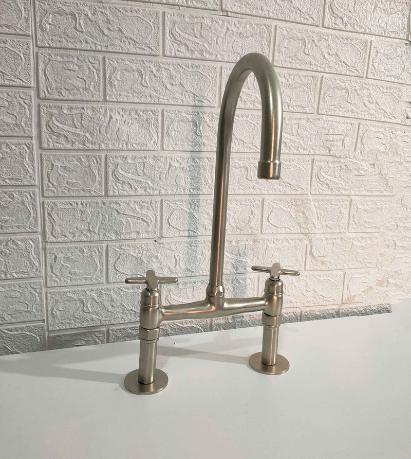 Solid Brass Bridge Faucet Nickel Matte Finish