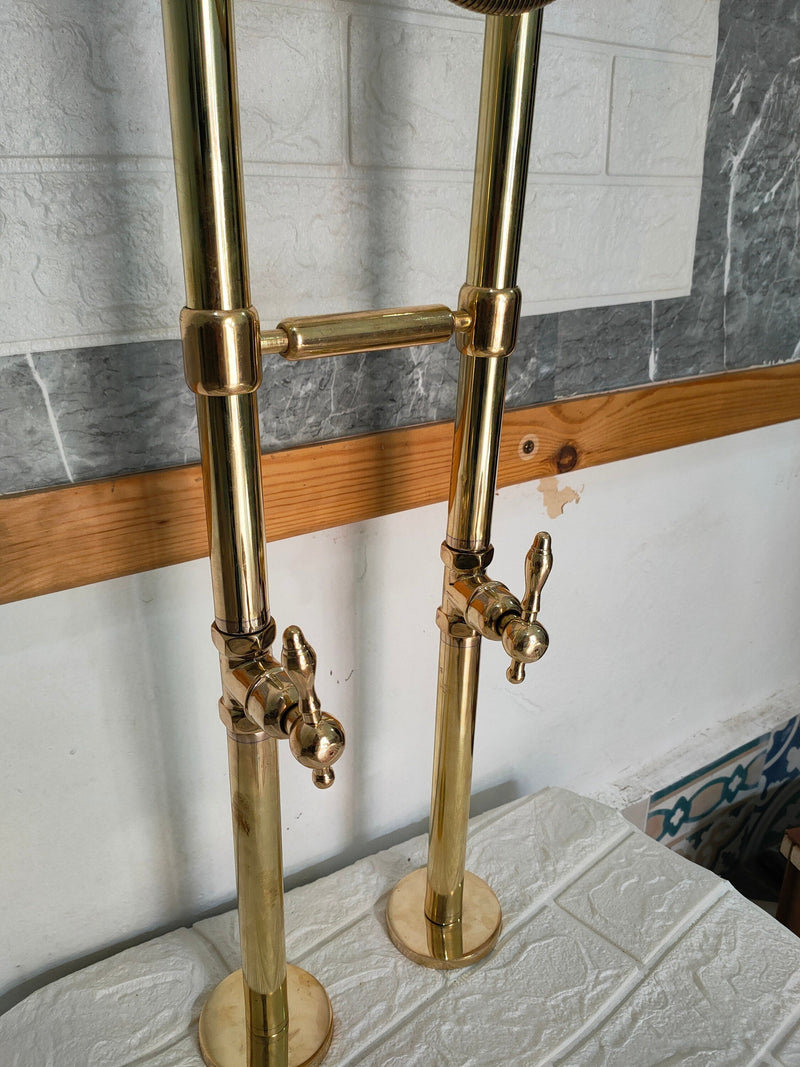 Unlaquered Brass Freestanding Tub Filler Faucet