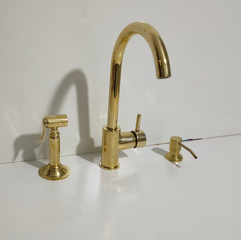 Unlacquered Brass Single Hole Kitchen Faucet