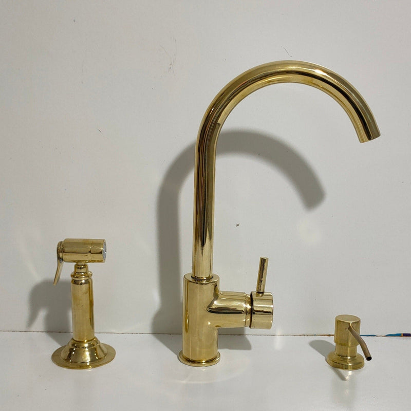 Unlacquered Brass Single Hole Kitchen Faucet