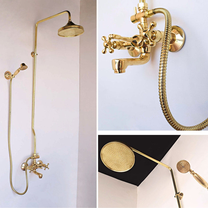 Unlacquered Brass Exposed Shower System