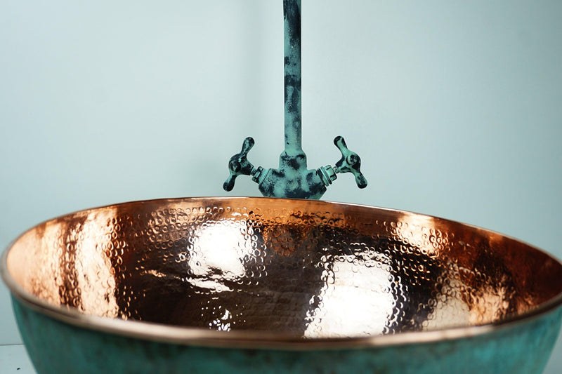 Oxidized Brass Gooseneck Bathroom Faucet with Luxurious Patina