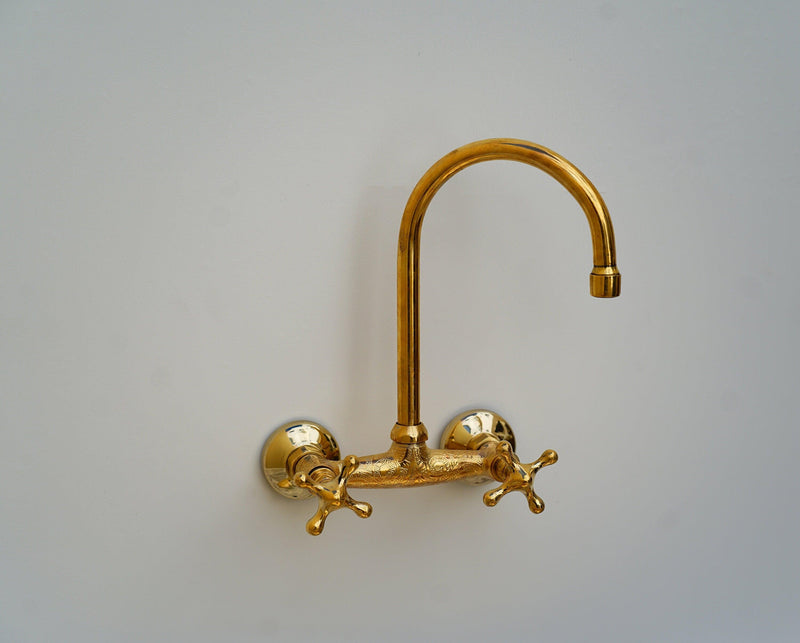 Unlacquered Brass Wall Mount Kitchen Faucet