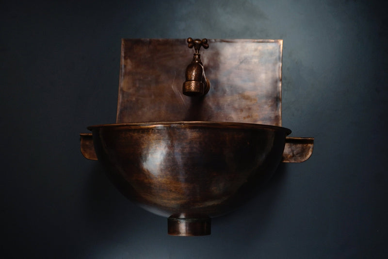 Rustic Copper Wall Mount Vessel Sink Bathroom