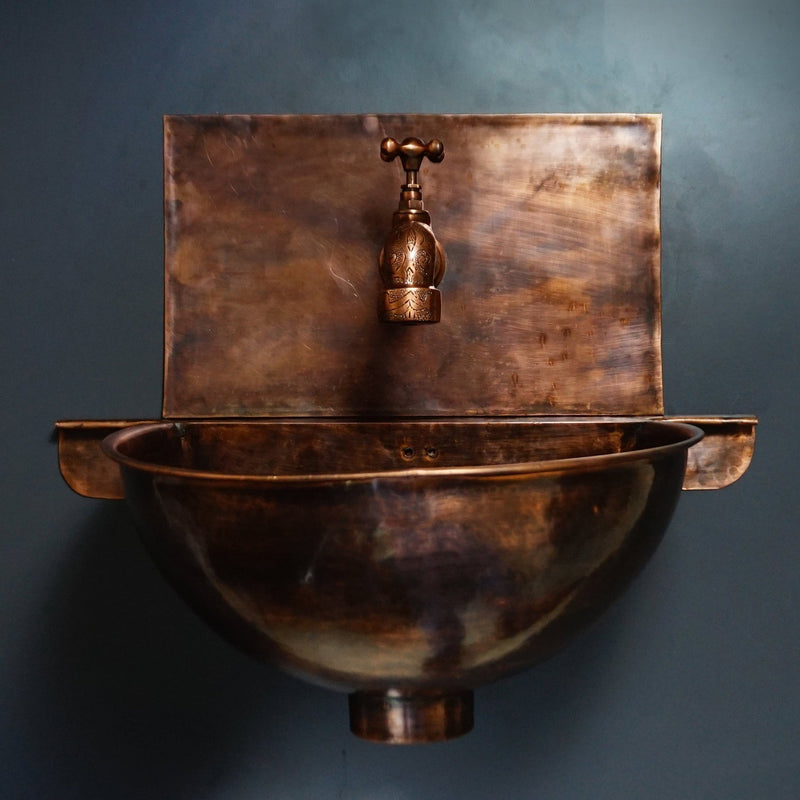 Rustic Copper Wall Mount Vessel Sink Bathroom