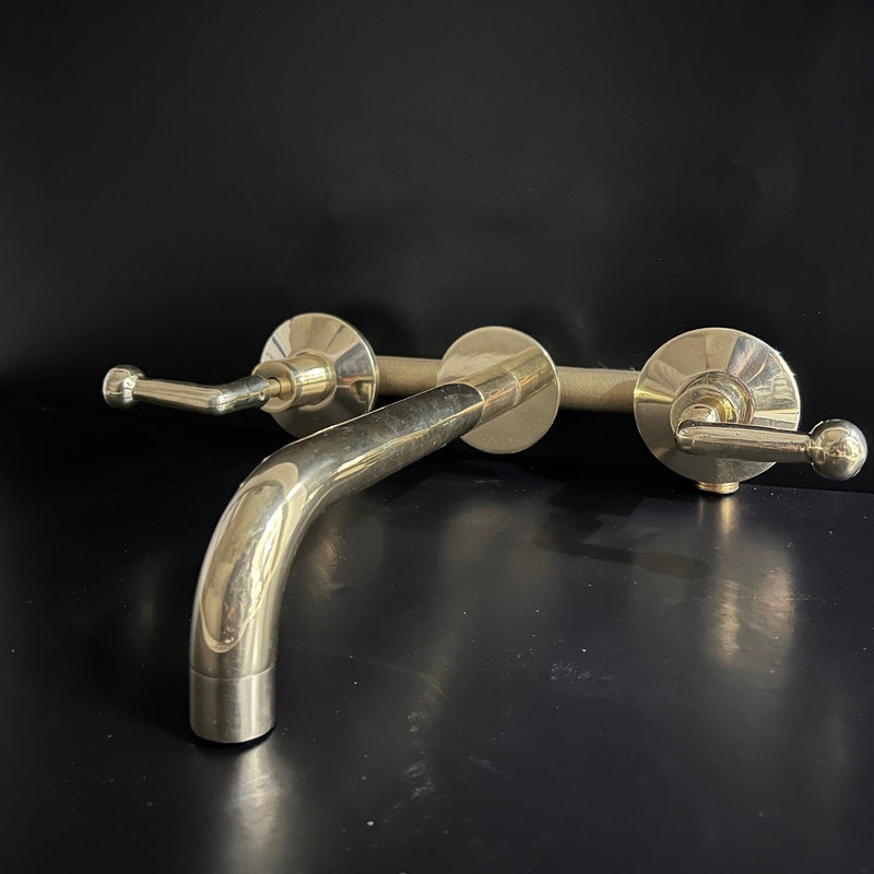 Unlacquered Brass Bathroom Faucet with Lever Handles