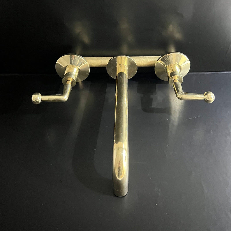 Unlacquered Brass Bathroom Faucet with Lever Handles