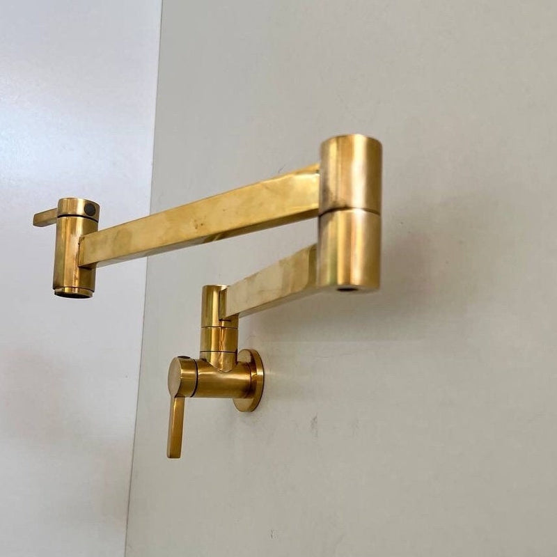 Unlacquered Brass Pot Filler Kitchen Faucet