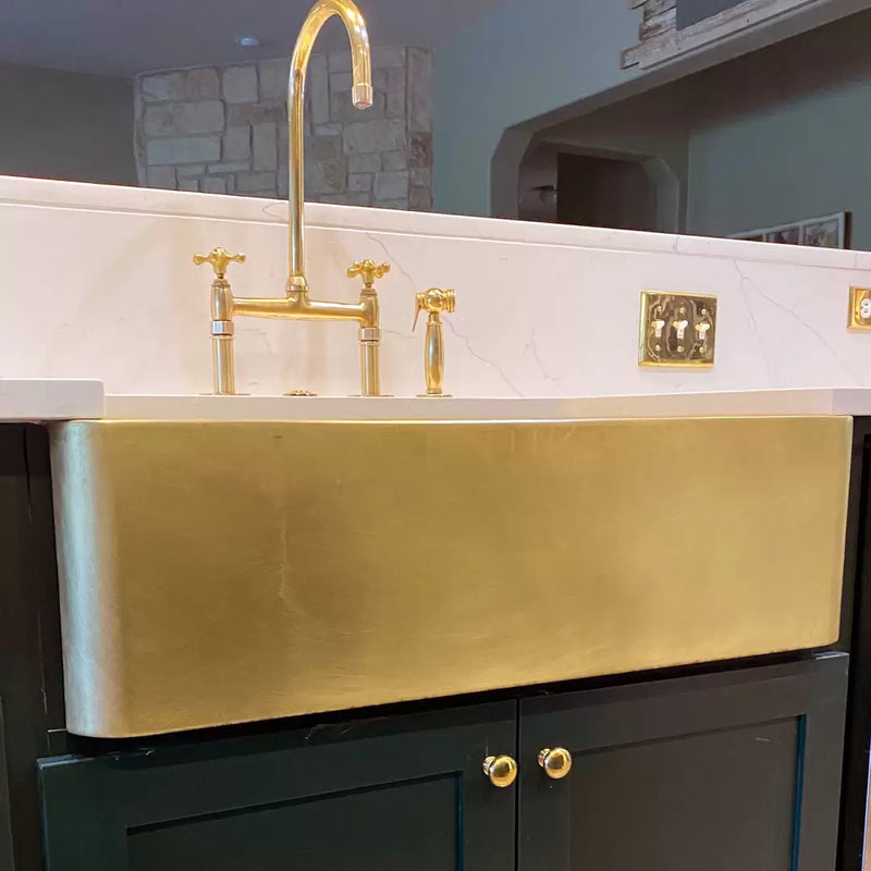 Unlacquered Brass 30" Farmhouse Apron Front Kitchen Sink