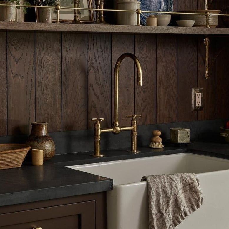 Unlacquered Solid Brass Kitchen Faucet with Sprayer