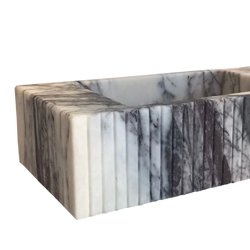 New York Marble Wall-mount Bathroom Sink Fluted Front (W)12" (W)20" (H)5"