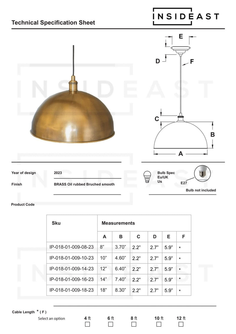 Oil Rubbed Bronze Dome Pendant Light, Bronze Ceiling Dome Lampshade