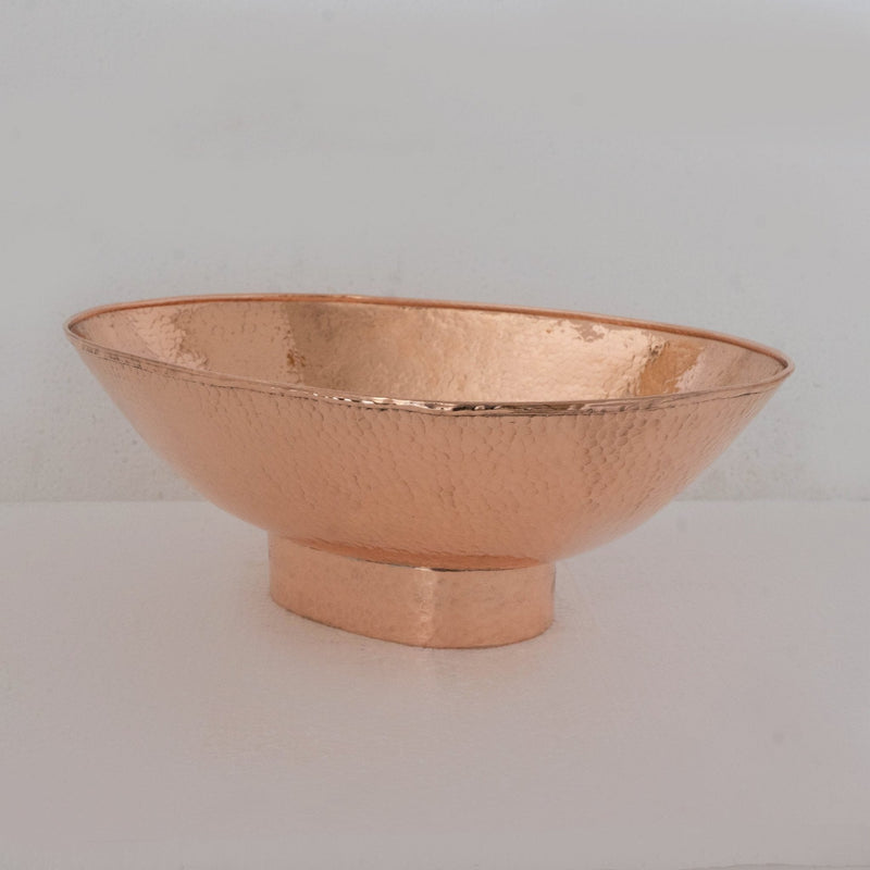 Oval Solid Copper Vessel Sink, Hammered Bathroom Vanity Sink, Powder Room Basin Sink