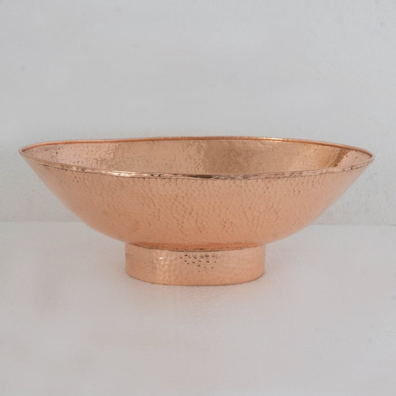 Oval Solid Copper Vessel Sink, Hammered Bathroom Vanity Sink, Powder Room Basin Sink