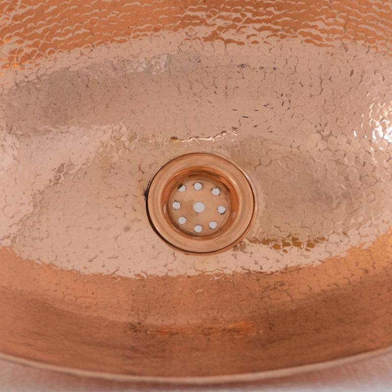 Oval Solid Copper Vessel Sink, Hammered Bathroom Vanity Sink, Powder Room Basin Sink