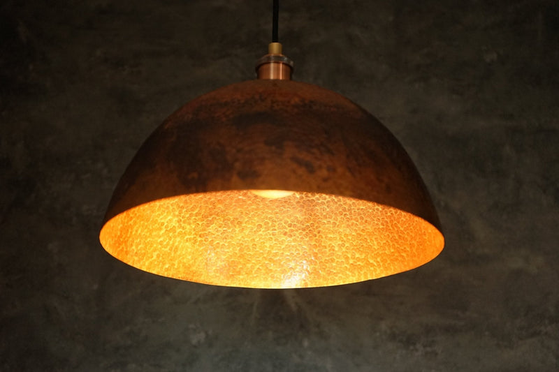 Oxidized Copper Pendant Light, Dome Ceiling Light, Hanging Kitchen Island Light Fixture