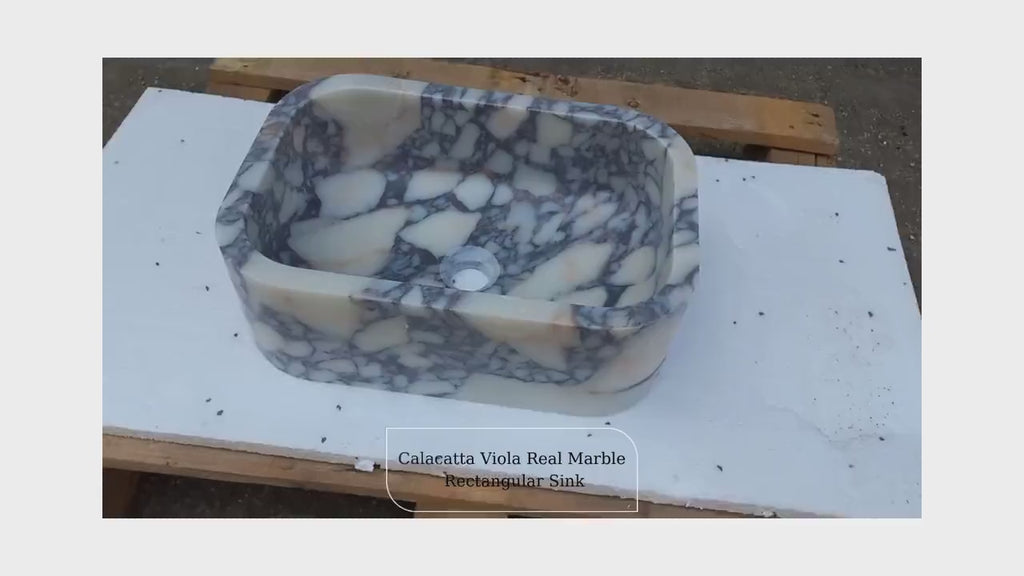 calacatta viola real marble rectangular sink CVRHFHS-CT product video