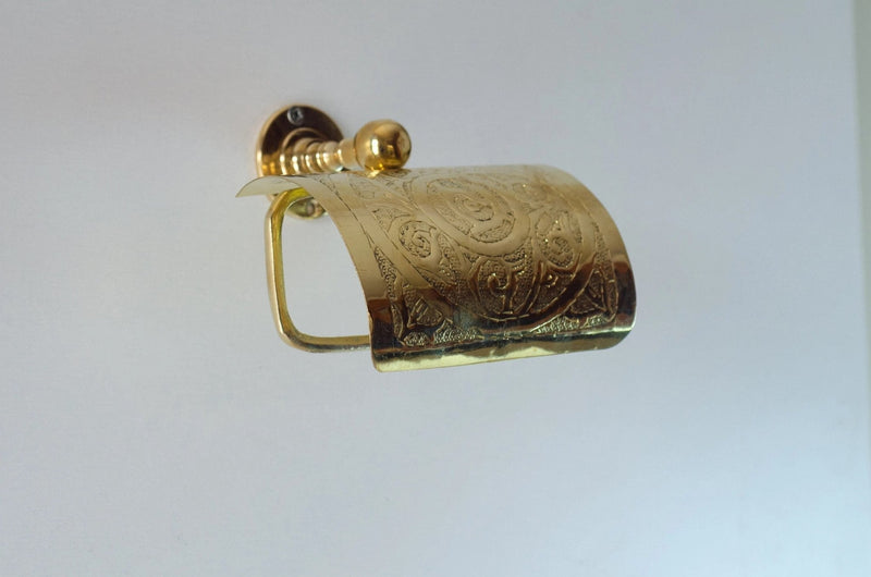 Solid Brass Toilet Paper Holder, Handcrafted Powder Room Roll Holder