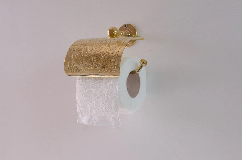 Solid Brass Toilet Paper Holder, Handcrafted Powder Room Roll Holder