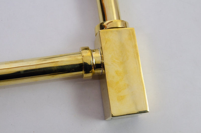 Solid Unlacquered Brass P-trap and Sink Stopper, Push Up Button, Pop Up Drain, Brass Water Trap