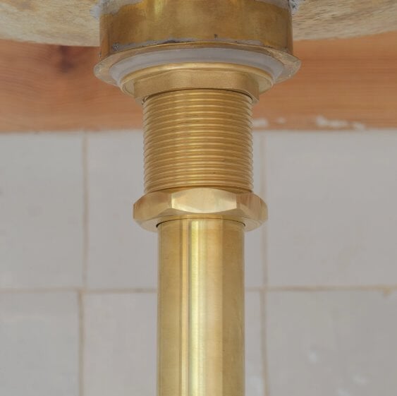 Solid Unlacquered Brass P-trap and Sink Stopper, Push Up Button, Pop Up Drain, Brass Water Trap