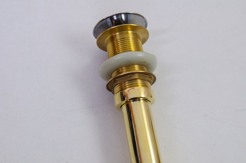 Solid Unlacquered Brass P-trap and Sink Stopper, Push Up Button, Pop Up Drain, Brass Water Trap