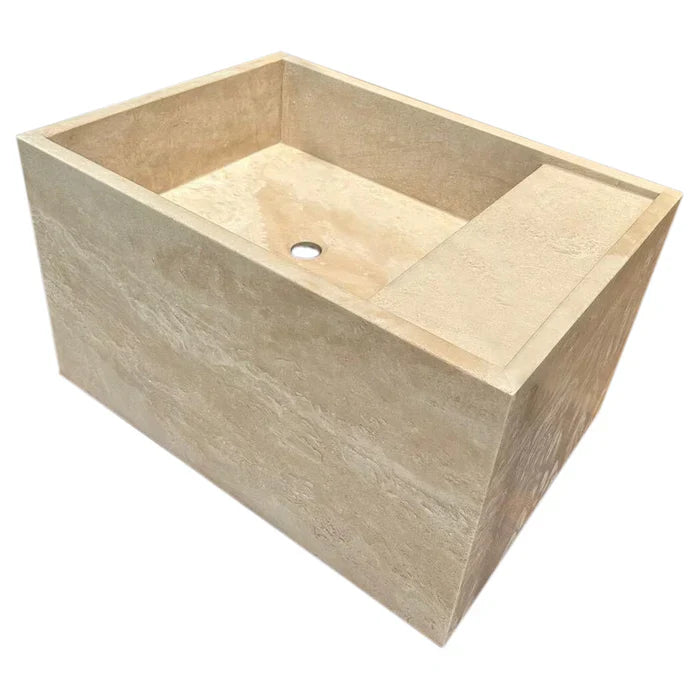 Troia Light Travertine Wall-Mount Bathroom Sink (W)17" (L)24" (H)14"