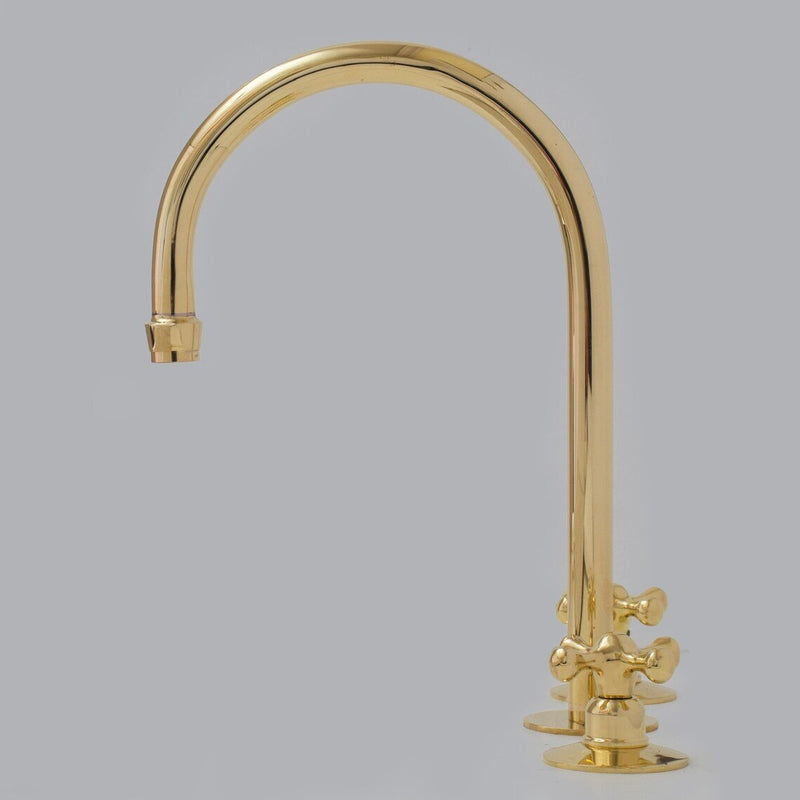 Unlacquered Brass 3-Holes Kitchen Faucet, Brass Widespread Kitchen Faucet