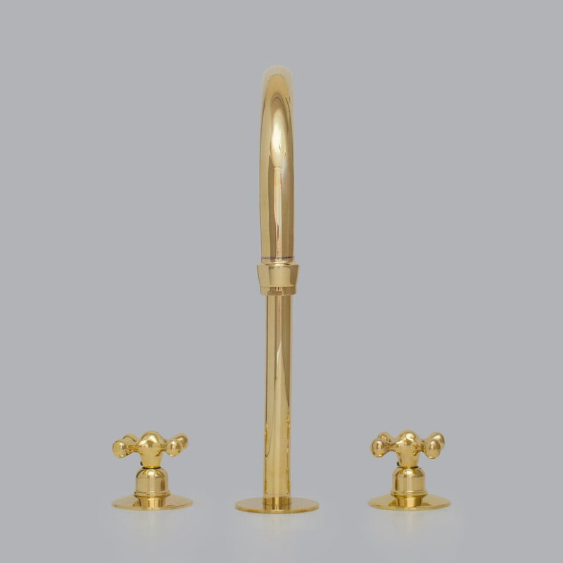 Unlacquered Brass 3-Holes Kitchen Faucet, Brass Widespread Kitchen Faucet