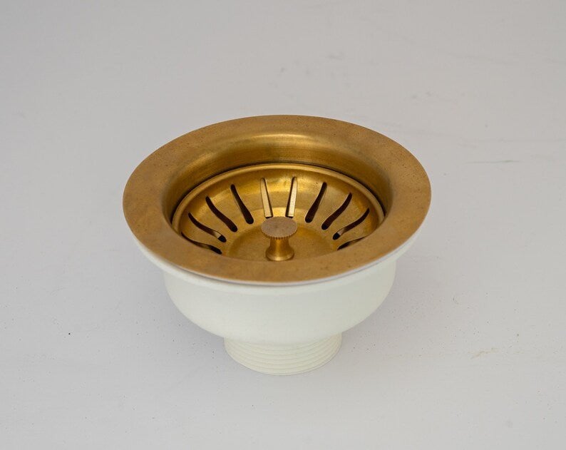 Unlacquered Brass Kitchen Sink Strainer, Sink Waste, Strainer Basket, Drain Cover & Basket Strainer