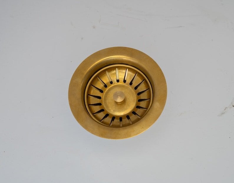 Unlacquered Brass Kitchen Sink Strainer, Sink Waste, Strainer Basket, Drain Cover & Basket Strainer