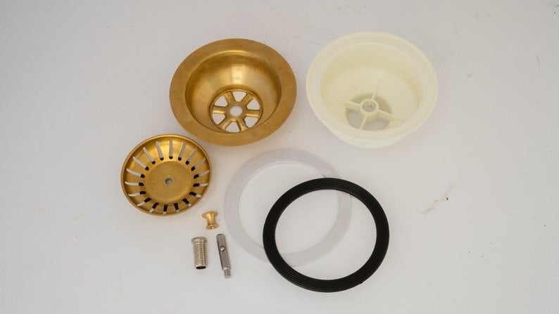 Unlacquered Brass Kitchen Sink Strainer, Sink Waste, Strainer Basket, Drain Cover & Basket Strainer