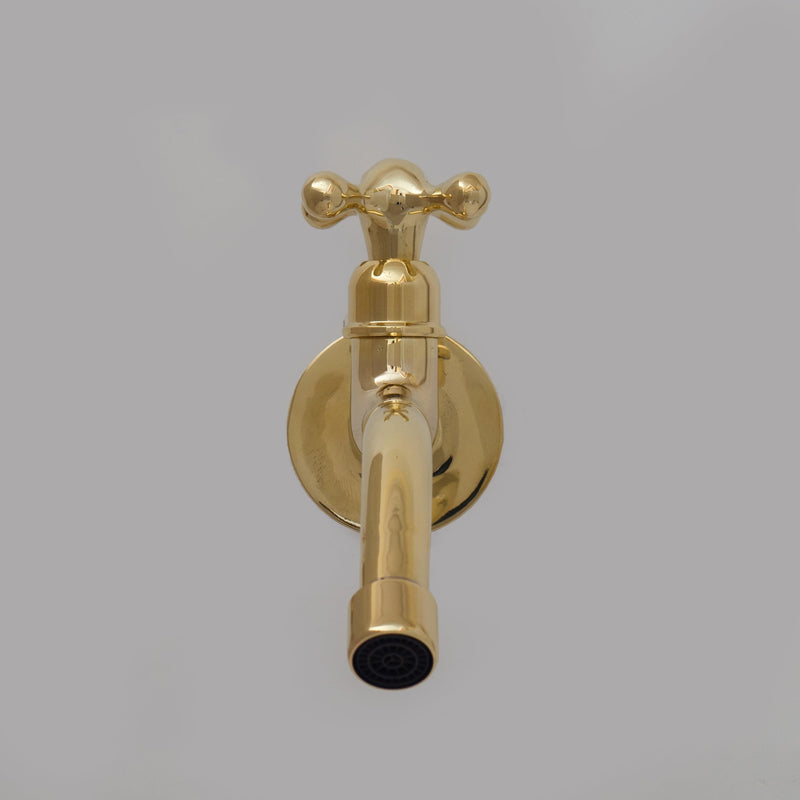 Unlacquered Brass Wall Mount Cold Water Tap, Wall Mount Single Hole Faucet