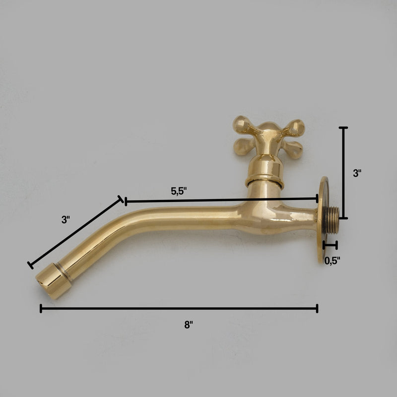 Unlacquered Brass Wall Mount Cold Water Tap, Wall Mount Single Hole Faucet