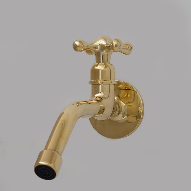 Unlacquered Brass Wall Mount Cold Water Tap, Wall Mount Single Hole Faucet