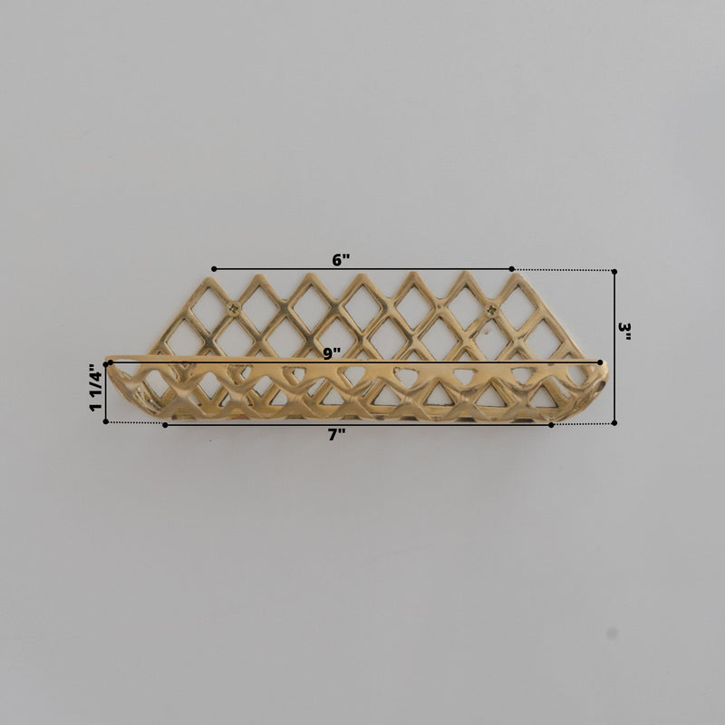 Unlacquered Brass Wall Shelf for Shower, Hand crafted Shelf, Grid Shelf, Bathroom Shelf