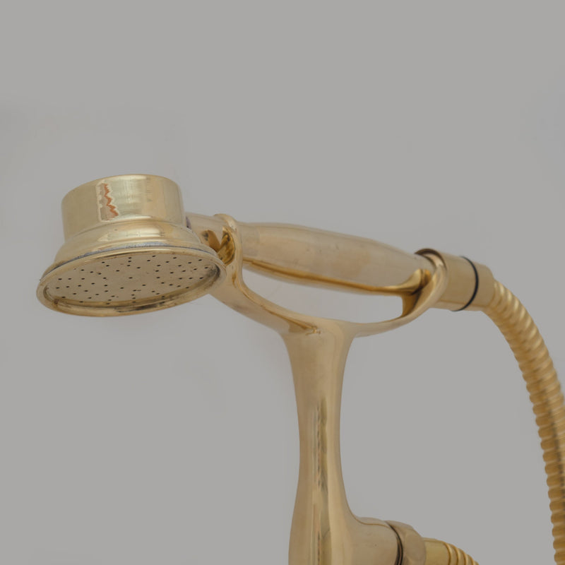 Unlacquered Solid Brass Telephone Tub Filler with Handheld