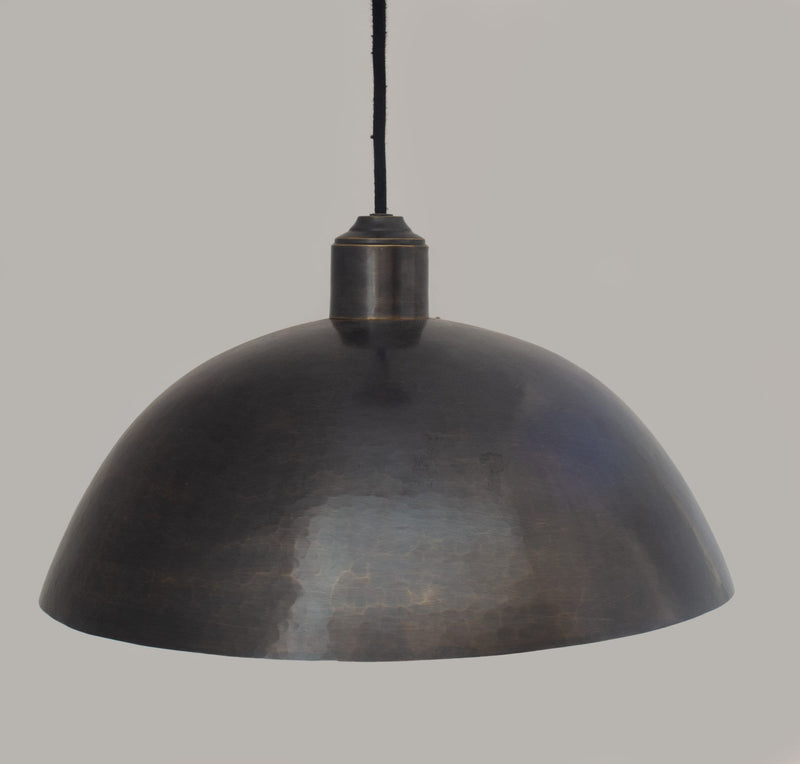 Vintage Solid Brass Pendant Light, Dome Ceiling Light, Oiled Finish