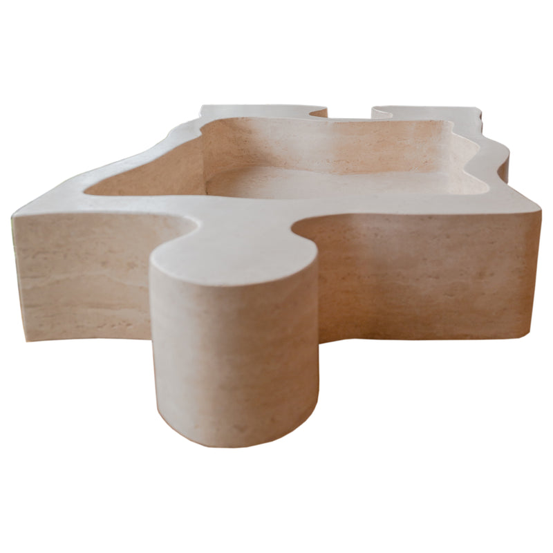 Gobek Natural Stone Beige Travertine Above Counter Puzzle Shape Sink