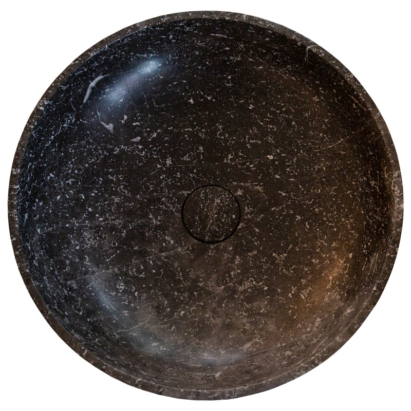 Gobek Natural Stone Black Marble Pedestal Round Sink Polished