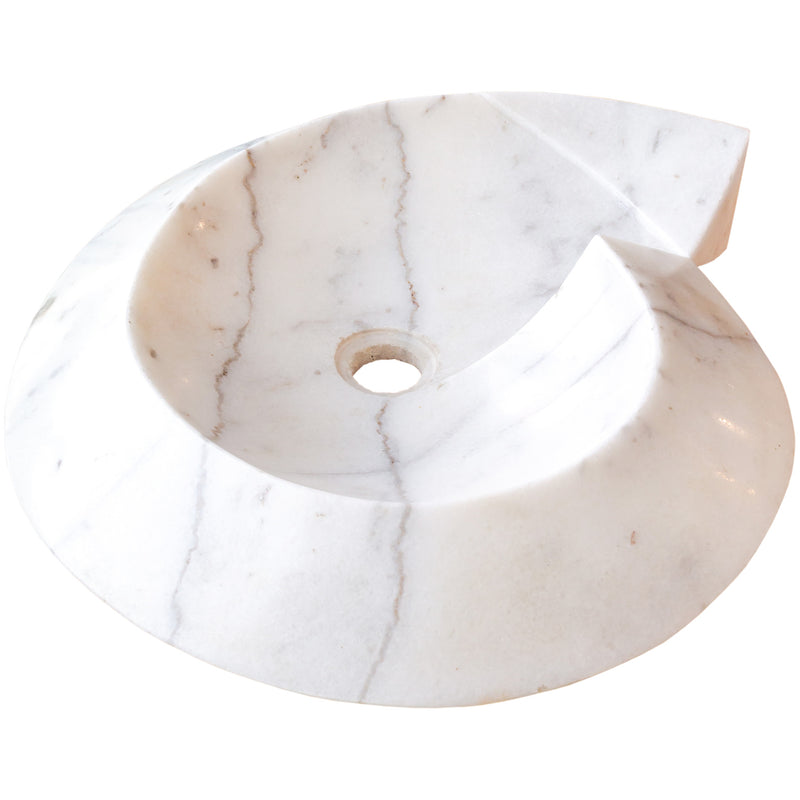 Gobek Carrara Marble Helix Shape Stone Sink Polished